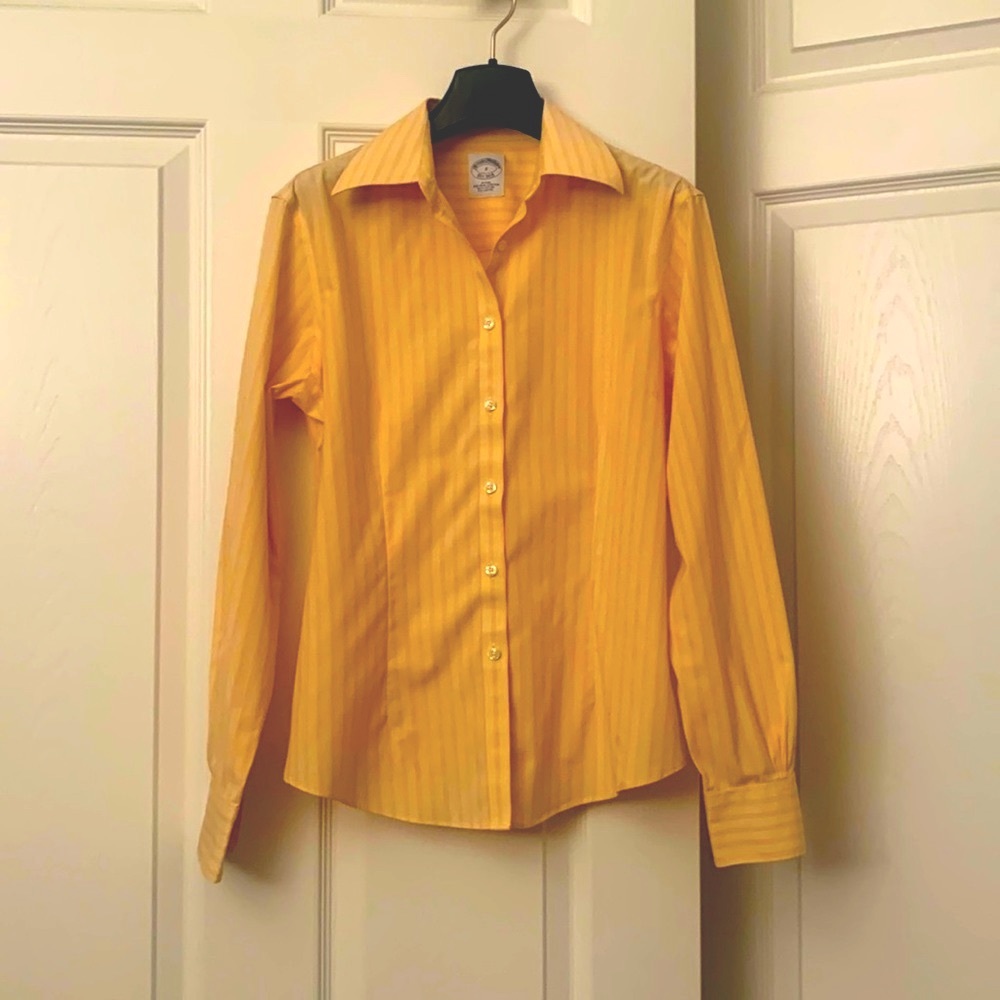 Brooks Brothers Yellow Striped Button-Down Shirt